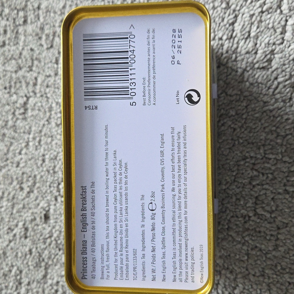 NWT Princess Diana Tea Tin with Tea - Picture 5 of 9
